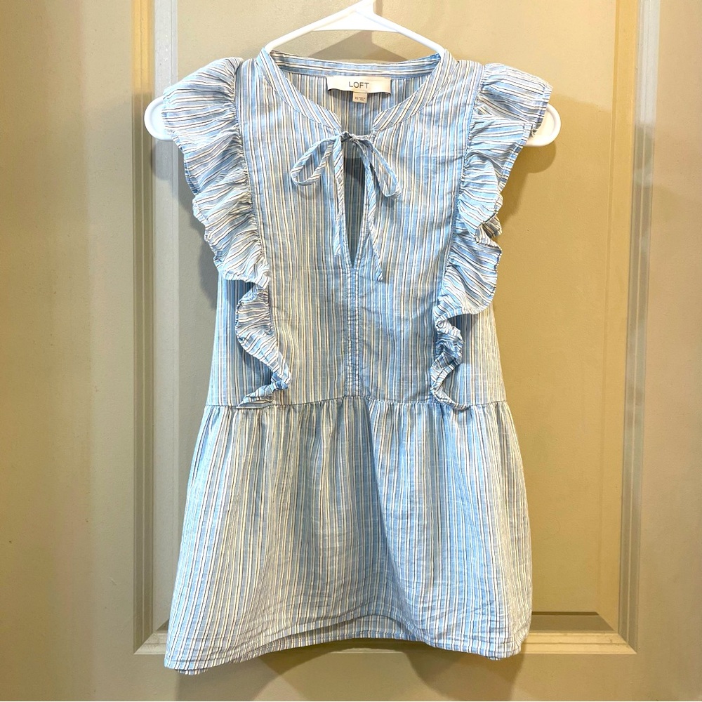 LOFT blue and white strips blouse